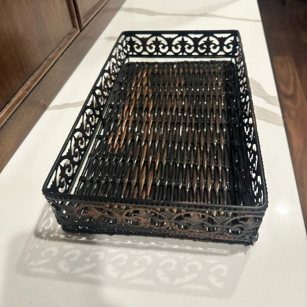 Elegant Black Metal Bathroom Tray